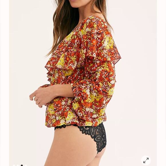 Free People Intimately Free Say It To Me Floral Boho Prairie Bodysuit Size Small - Picture 11 of 11